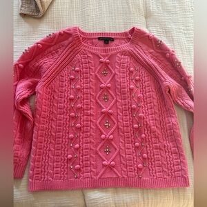 Boston Proper Embellished Cable Pullover Sweater XL